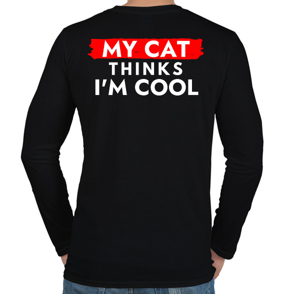 My cat thinks I'm Cool-Férfi hosszú ujjú póló