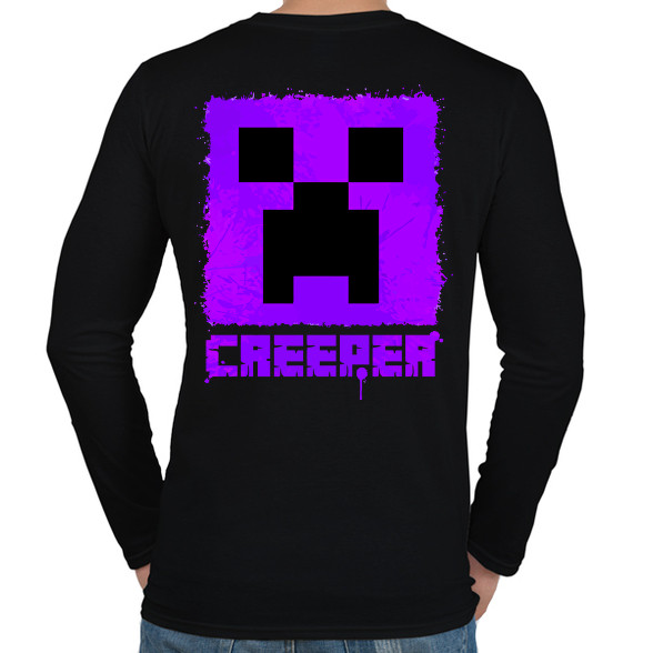 Minecraft creeper lila-Férfi hosszú ujjú póló