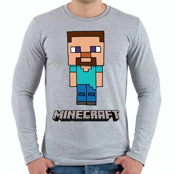 Minecraft - Steve-Férfi hosszú ujjú póló