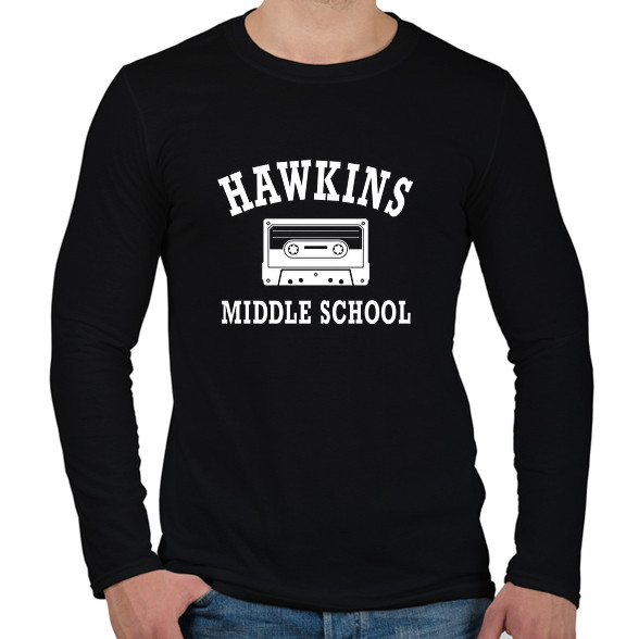 Hawkins Middle School - Fehér-Férfi hosszú ujjú póló