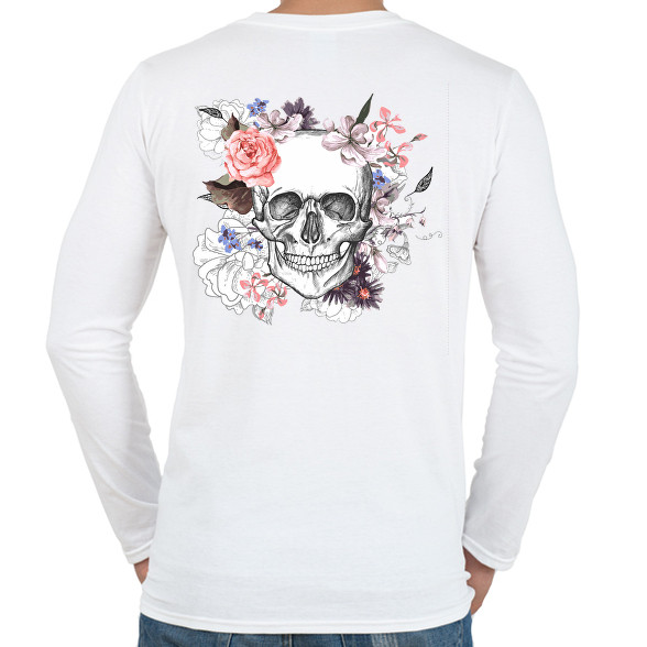 Skull with Flowers-Férfi hosszú ujjú póló