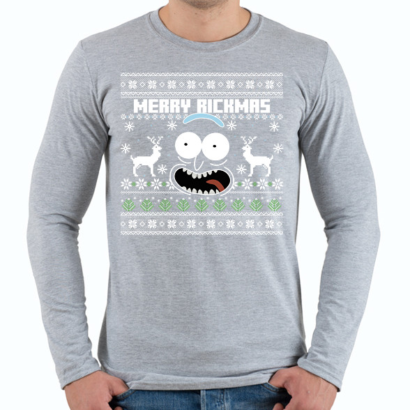 Merry Rickmas - fehér-Férfi hosszú ujjú póló