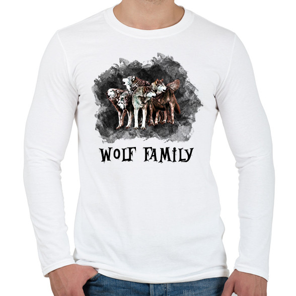 wolf family-Férfi hosszú ujjú póló