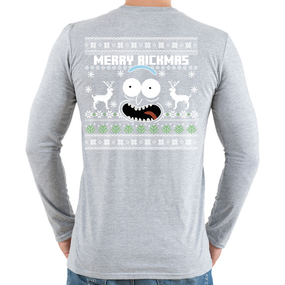 Merry Rickmas - fehér-Férfi hosszú ujjú póló