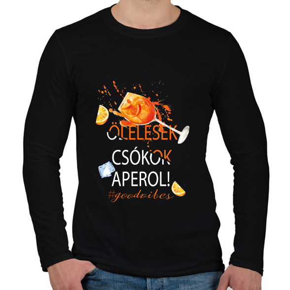 Ölelések Csókok Aperol! #goodvibes-Férfi hosszú ujjú póló