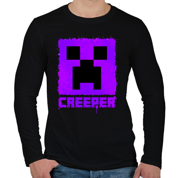 Minecraft creeper lila-Férfi hosszú ujjú póló