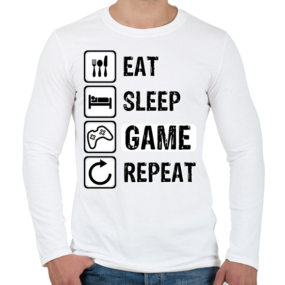 Eat, Sleep, Game, Repeat-Férfi hosszú ujjú póló