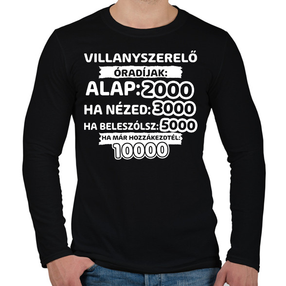 Villanyszerelő óradíjak-Férfi hosszú ujjú póló