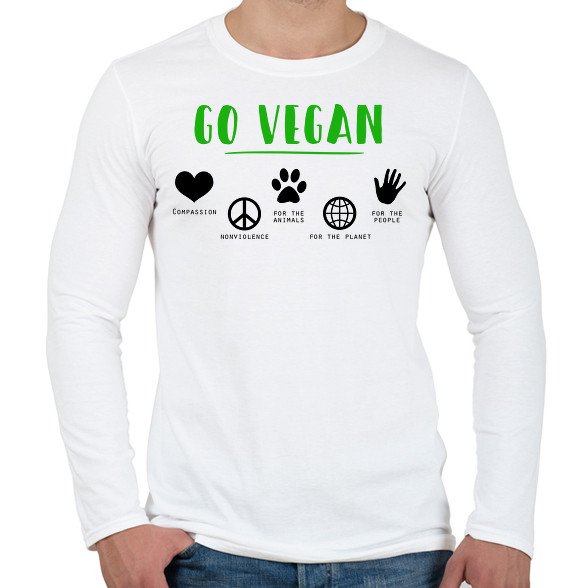 Go vegan-Férfi hosszú ujjú póló