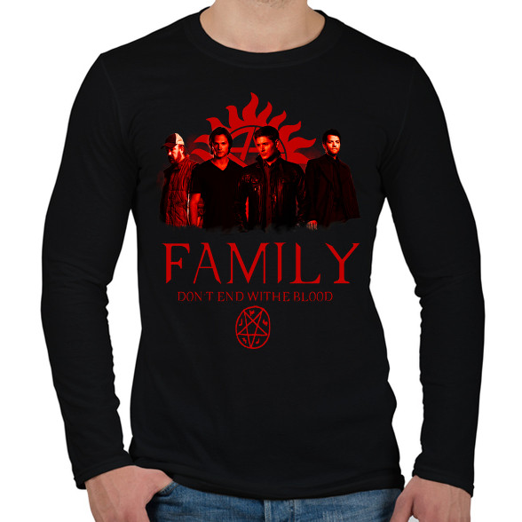 SUPERNATURAL FAMILY RED-Férfi hosszú ujjú póló