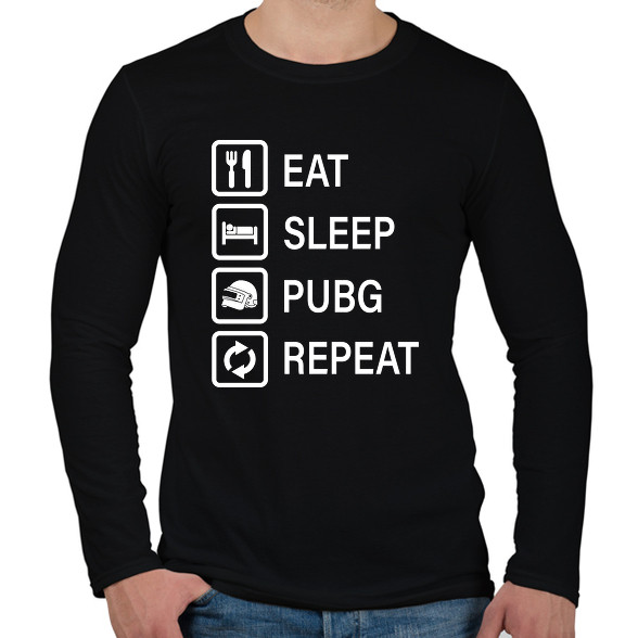 Eat Sleep PUBG Repeat - Fehér-Férfi hosszú ujjú póló