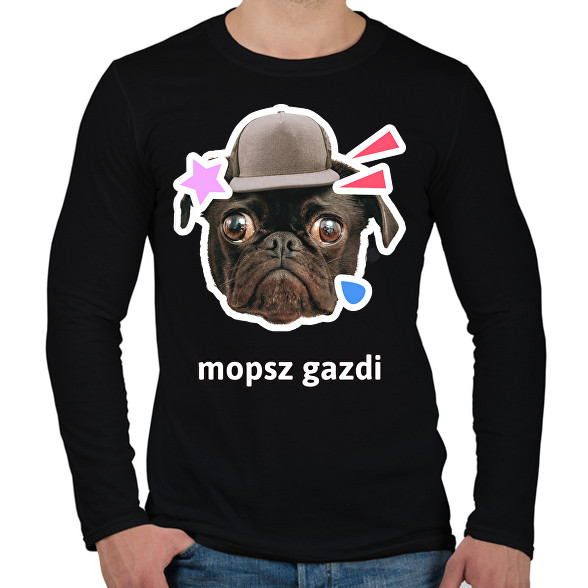 mopsz gazdi 2-Férfi hosszú ujjú póló