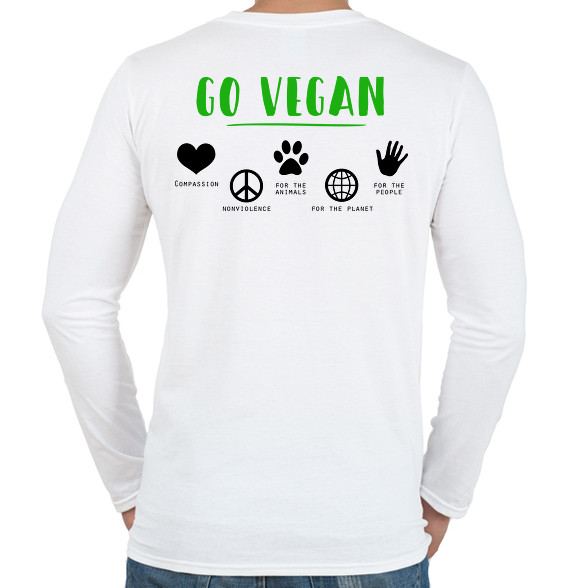 Go vegan-Férfi hosszú ujjú póló