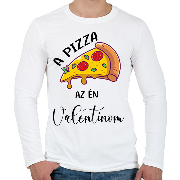 Pizza Valentin nap-Férfi hosszú ujjú póló