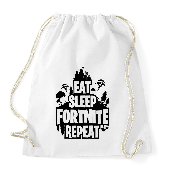 Eat Sleep Fortnite Repeat Style - Fekete-Sportzsák, Tornazsák