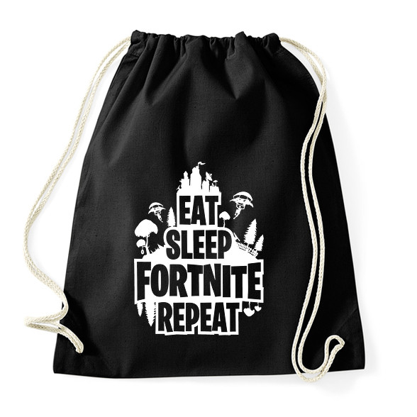 Eat Sleep Fortnite Repeat Style - Fehér-Sportzsák, Tornazsák