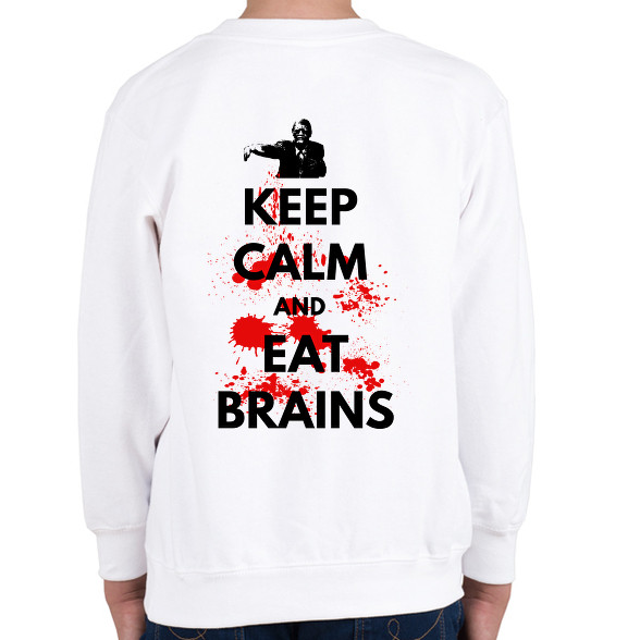 KEEP CALM AND EAT BRAINS-Gyerek pulóver