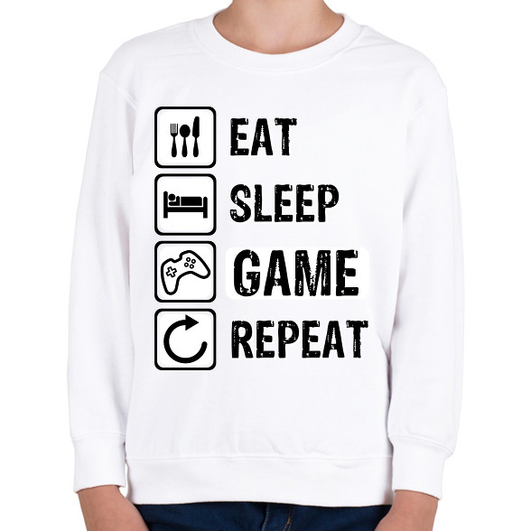 Eat, Sleep, Game, Repeat-Gyerek pulóver