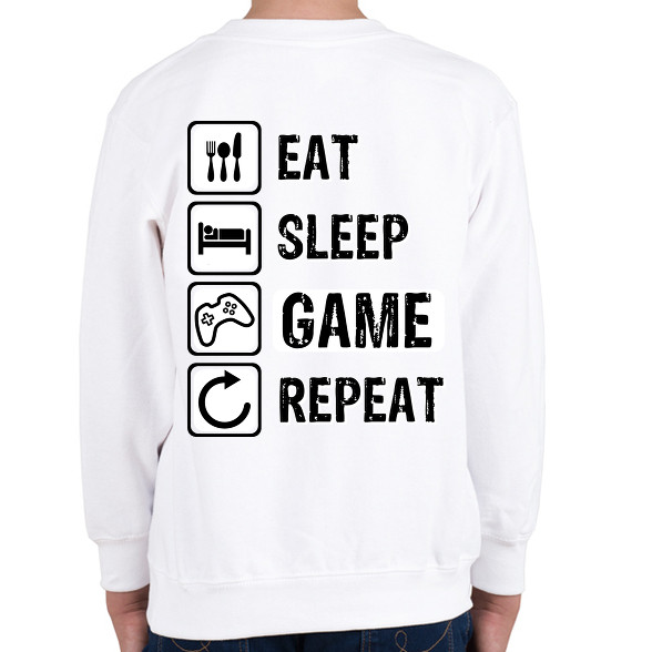 Eat, Sleep, Game, Repeat-Gyerek pulóver