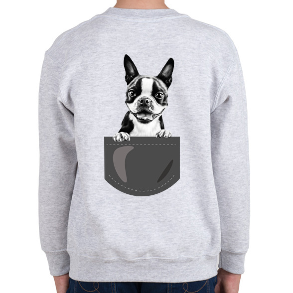 Boston Terrier - zseb-Gyerek pulóver