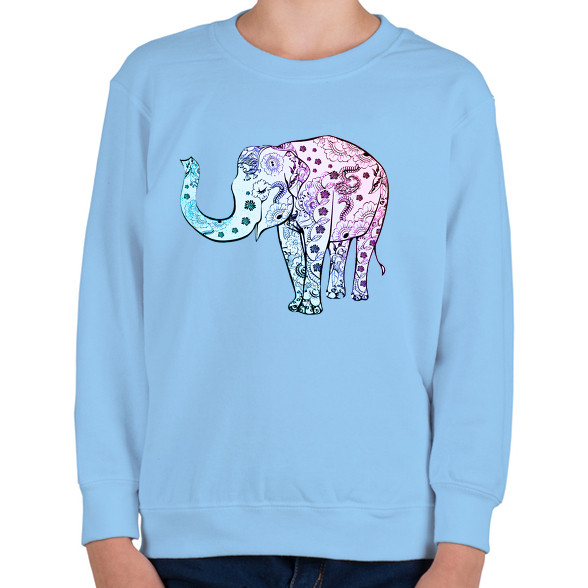 Kék virágos elefánt-Gyerek pulóver