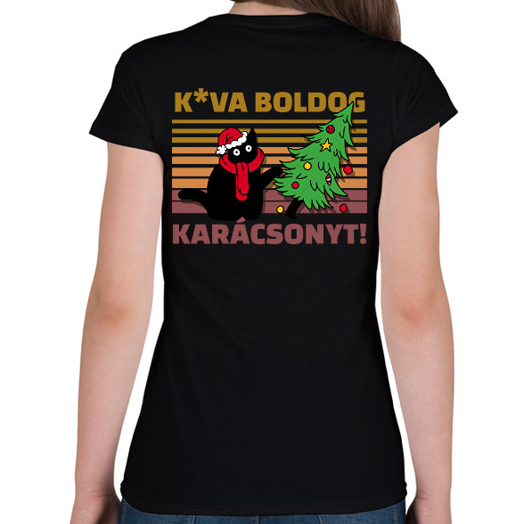 Kva boldog karácsonyt cica-Női póló