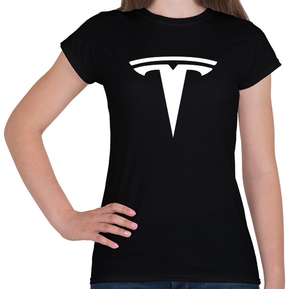 TESLA logo fehér-Női póló