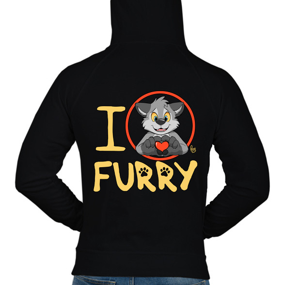 I Love Furry-Férfi kapucnis pulóver