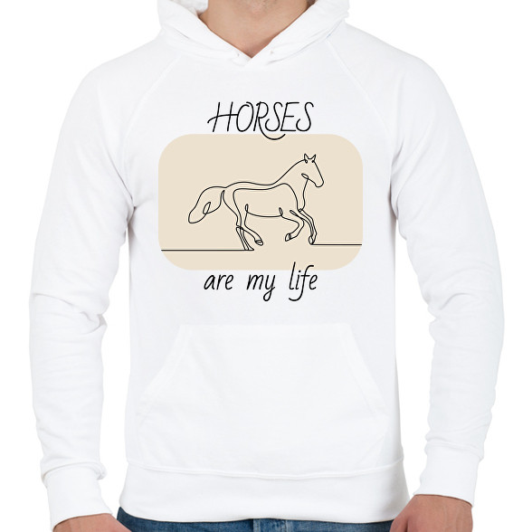 Horses are my life-Férfi kapucnis pulóver