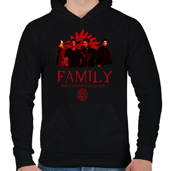 SUPERNATURAL FAMILY RED-Férfi kapucnis pulóver