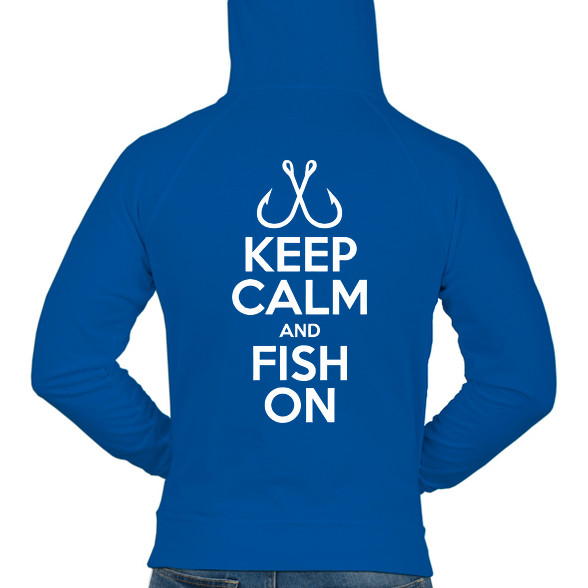 Keep calm and fish on-Férfi kapucnis pulóver