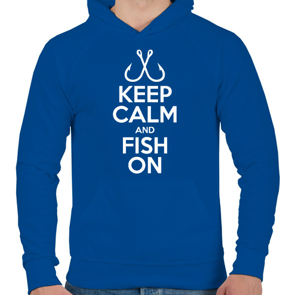 Keep calm and fish on-Férfi kapucnis pulóver