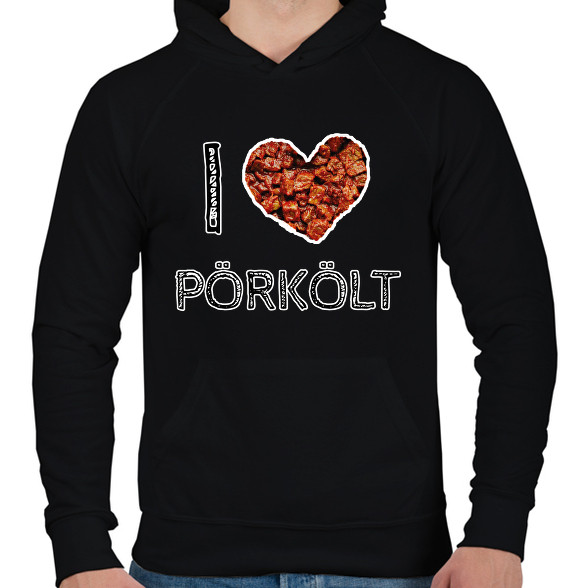 I love pörkölt-Férfi kapucnis pulóver