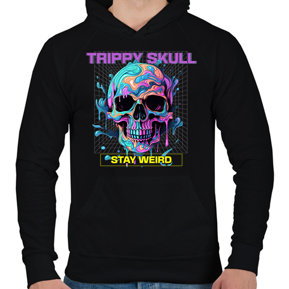 Trippy Skull-Férfi kapucnis pulóver