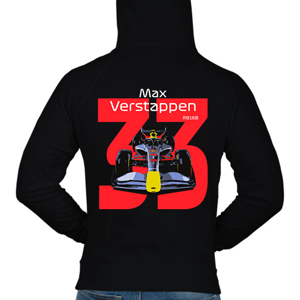 Verstappen 33 autóversenyző - fehér felirat-Férfi kapucnis pulóver