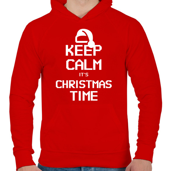 KEEP CALM ITS CHRISTMAS TIME-Férfi kapucnis pulóver