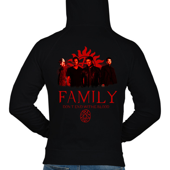 SUPERNATURAL FAMILY RED-Férfi kapucnis pulóver