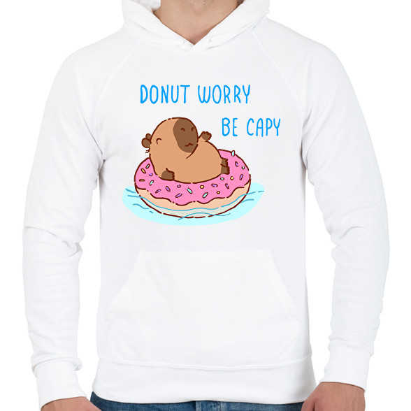 Donut worry be capy (kék)-Férfi kapucnis pulóver