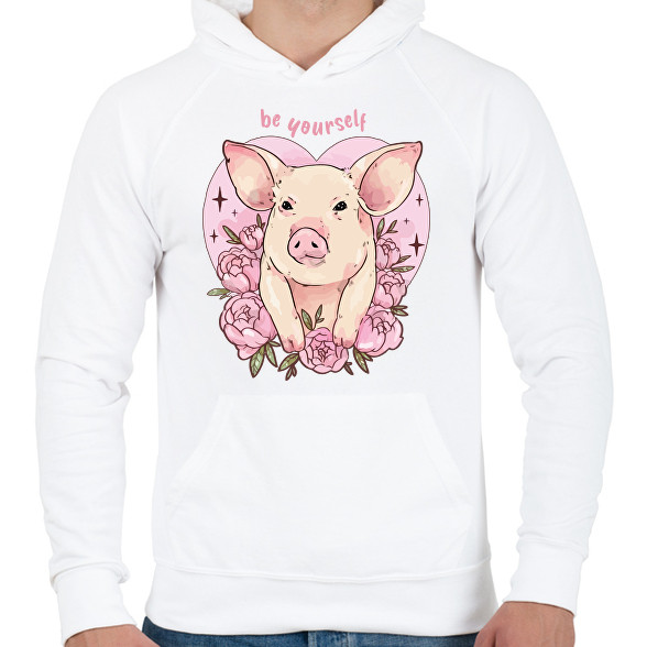 Be yourself pig-Férfi kapucnis pulóver