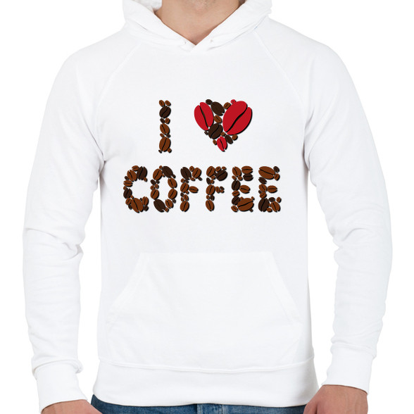 Szeretem a kávét- I love coffee-Férfi kapucnis pulóver