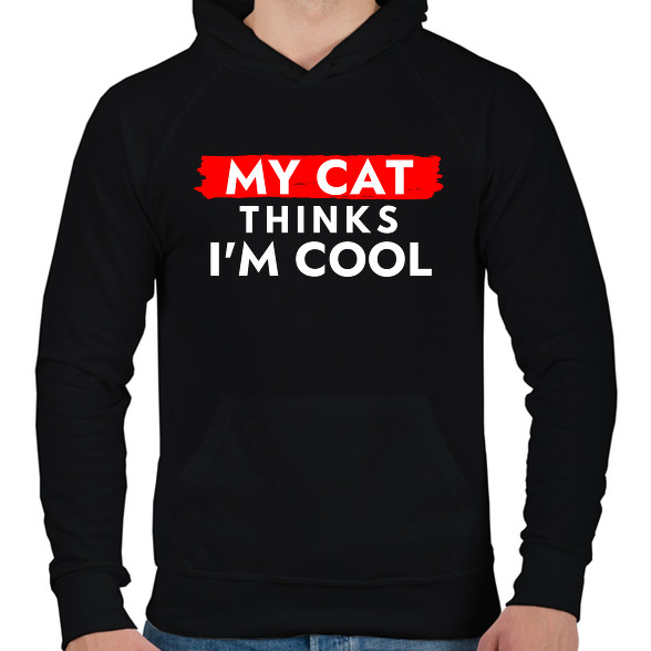 My cat thinks I'm Cool-Férfi kapucnis pulóver