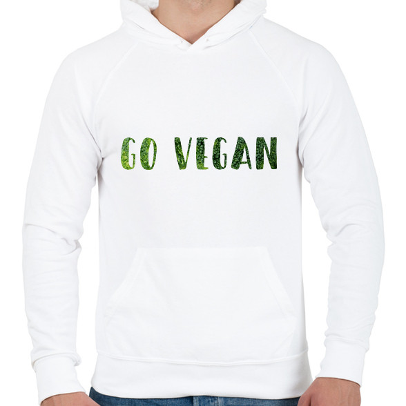 Go vegan-Férfi kapucnis pulóver