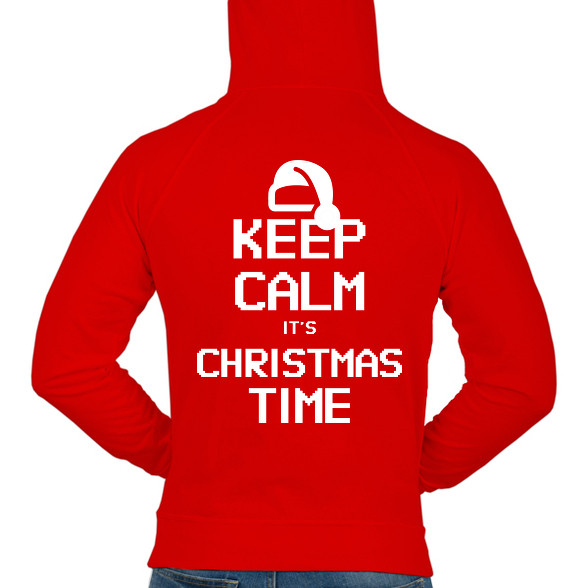 KEEP CALM ITS CHRISTMAS TIME-Férfi kapucnis pulóver