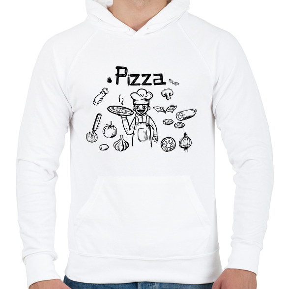 pizza chef-Férfi kapucnis pulóver