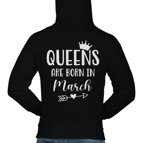 QUEENS are born in March-Férfi kapucnis pulóver