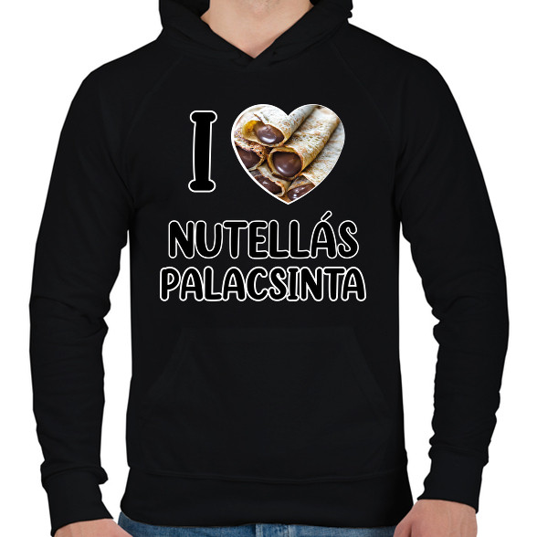 I love Nutellás palacsinta-Férfi kapucnis pulóver