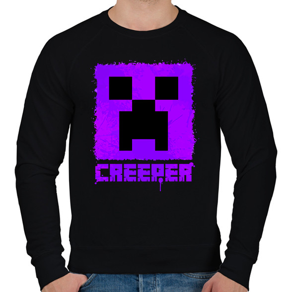 Minecraft creeper lila-Férfi pulóver