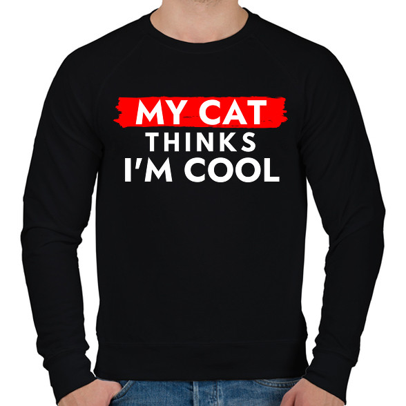 My cat thinks I'm Cool-Férfi pulóver