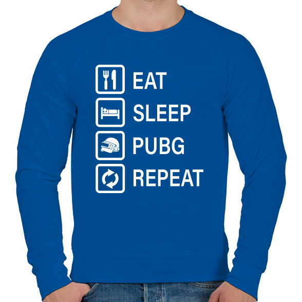 Eat Sleep PUBG Repeat - Fehér-Férfi pulóver