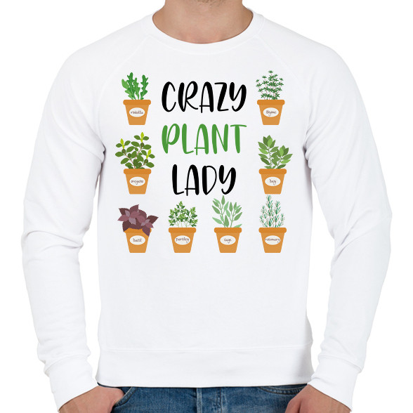 Crazy plant lady - Fekete-Férfi pulóver